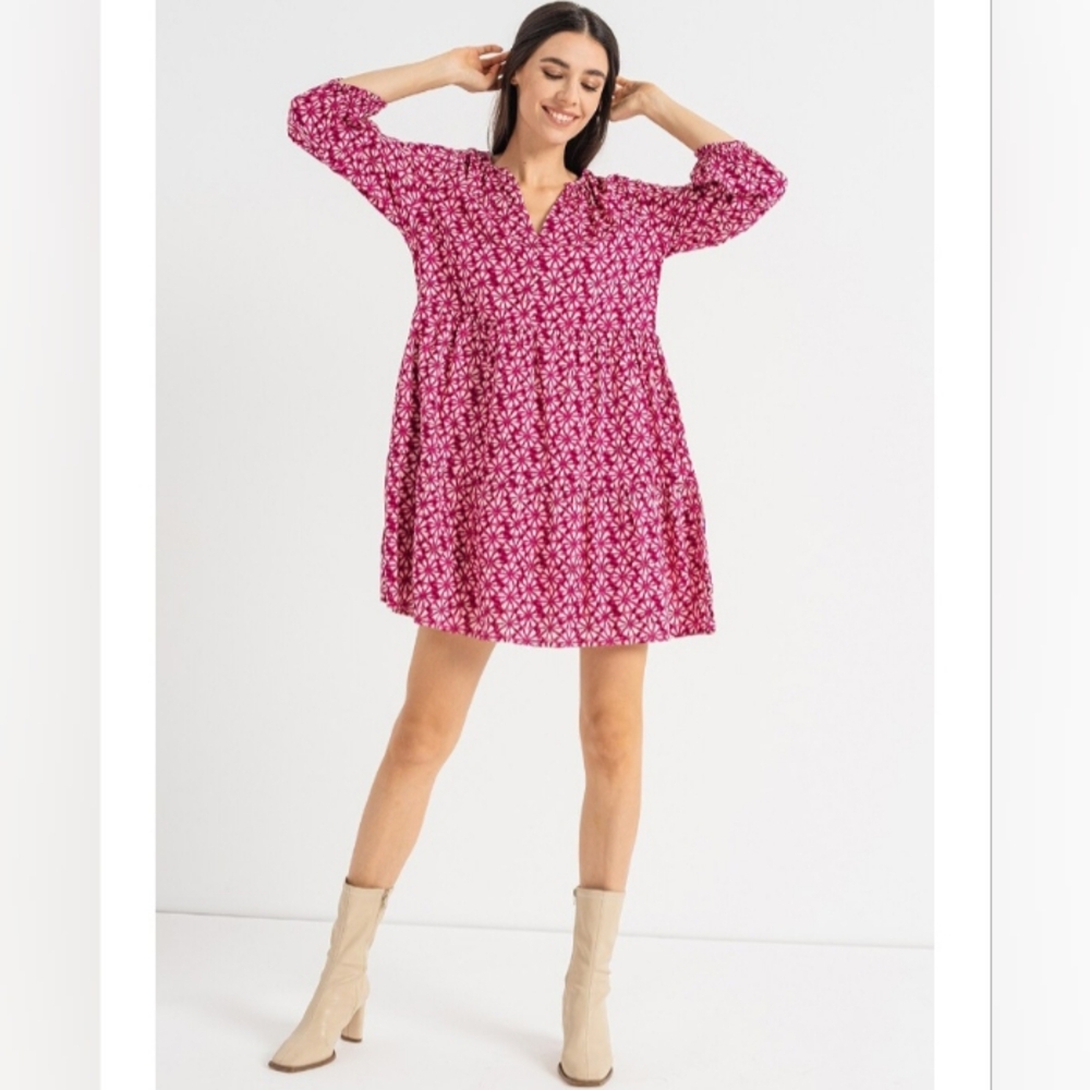 NWT GAP Tiered Mini Dress Size S/P In Raspberry - Picture 8 of 9
